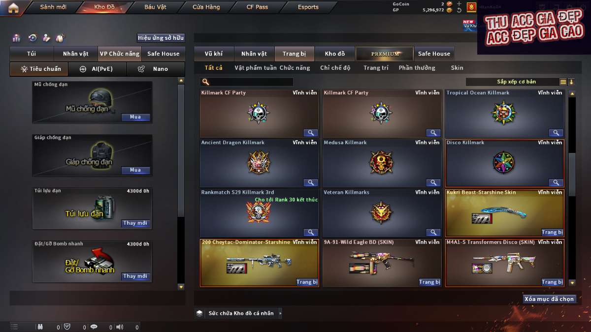 shop acc cf uy tin gia re